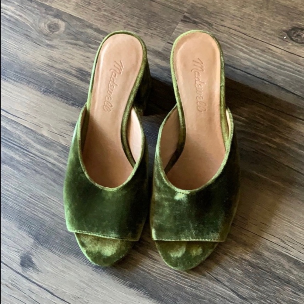 Made well Olive Green Crushed Velvet Mule